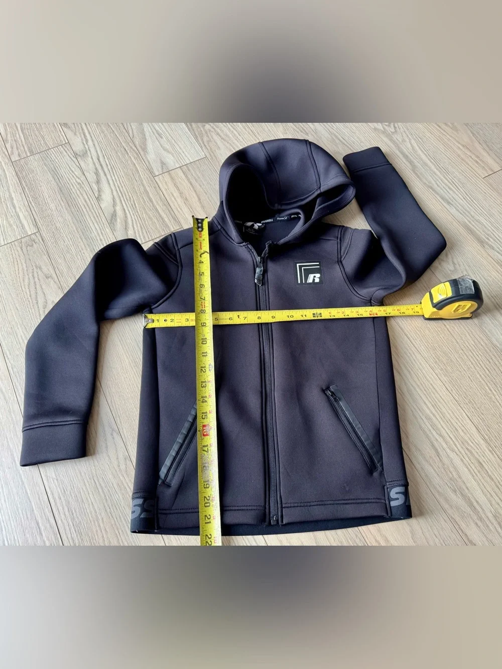 Russell Athletic Kids Black Hooded Zip Jacket with Logo